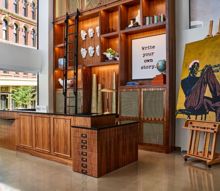 Lobby artworks at the Untitled Nashville hotel by artist Shabazz Larkin